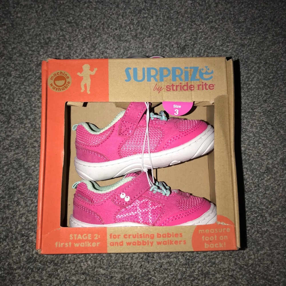 NIB Baby Girl Surprize Stride Rite Sneakers Size 3